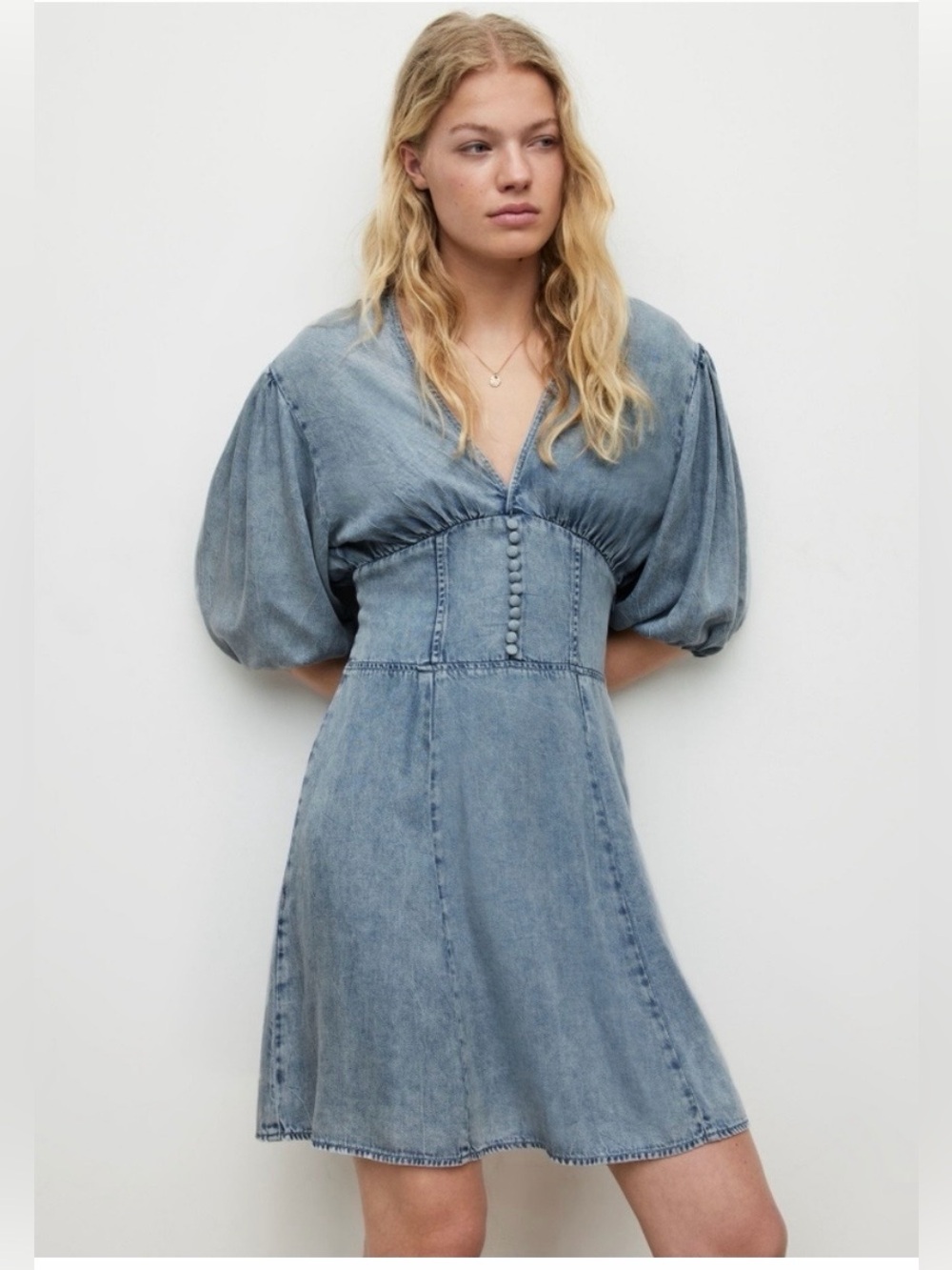 All Saints Nova Tencel Denim Mini Dress Size 2 NWT